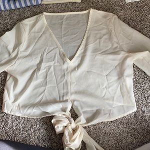 Off white floral sleeved blouse